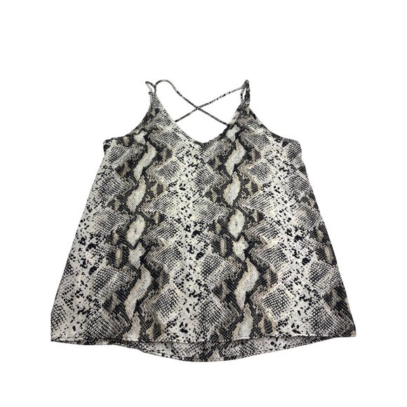ee:some Womens Snake Print Tank Top Size M Crisscross Strappy Back Sheer - Picture 1 of 5